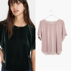 NWT Women’s Madewell Velvet Blouse Top in Wisteria Dove Size XS